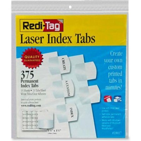 REDI-TAG Redi-Tag Laser Index Tab/Blank, 375 Tabs, White/White 39017